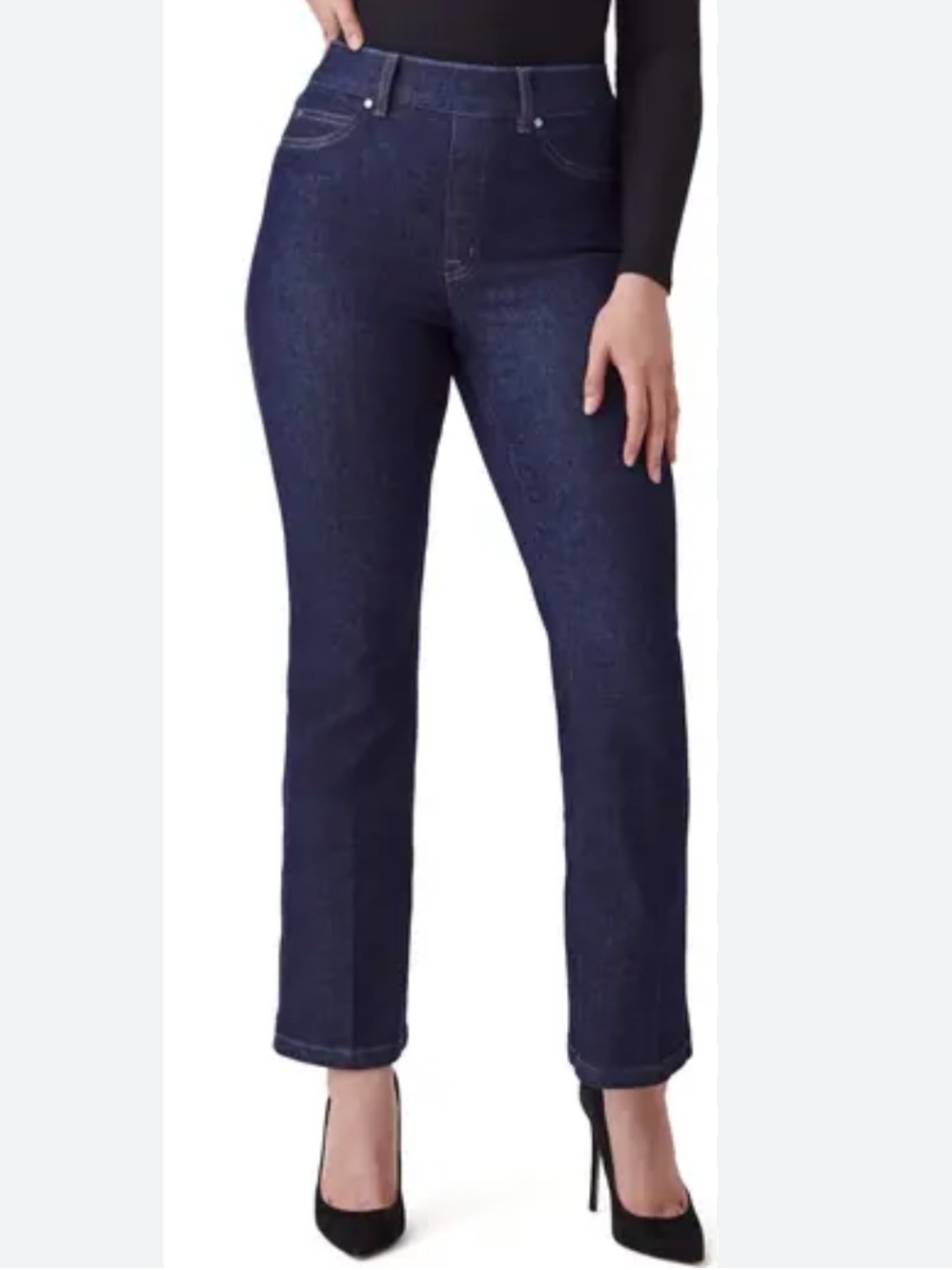 Spanx Cropped Kick Flare Jeans High Rise Large 20699R Stretch Denim Raw Indigo